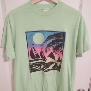 Vintage MADE IN THE USA California neon green SINGLE STITCH t-shirt